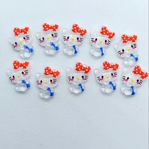 10 Mini Red Polka Dot Hello Kitty Nail Charm